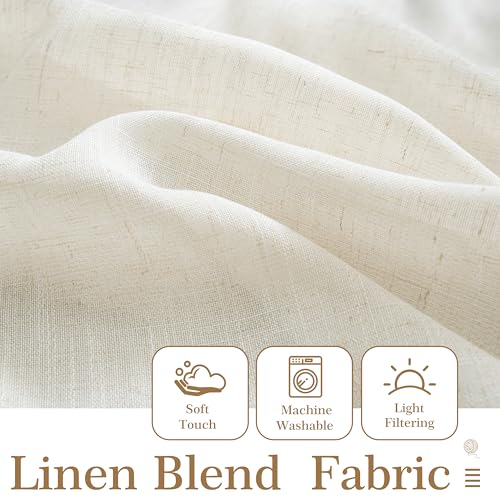 DriftAway Semi Sheer Scalloped Edge Linen Coastal Beach Window Curtains for Living Room Bedroom 2 Panels Rod Pocket Each Size 52 Inch by 72 Inch Taupe - color: Linen Taupe, size: 52"W x 72"L (Pack of 2)