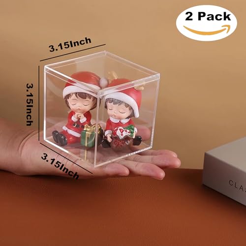 KissYou Acrylic Box Clear Box with Lid 3.15 x 3.15 x 3.15 Inch 2 Pack - size: 3.15 x 3.15 x 3.15 Inch