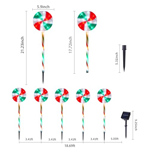 BRIGHTDECK 5 Pack Solar Christmas Pathway Lights, Lollipop Stakes - color: RGW, size: 5Pack