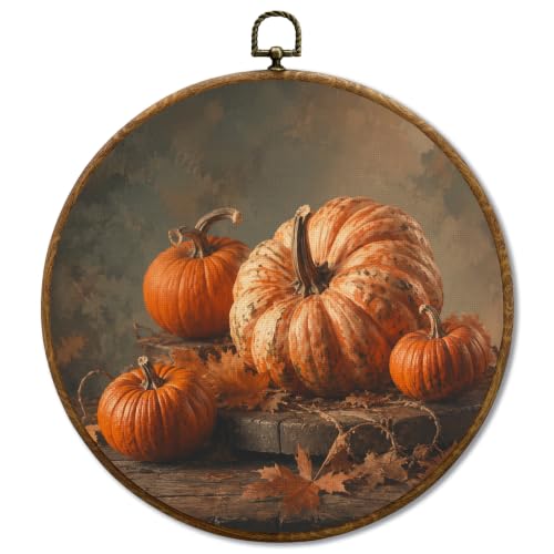 JUIOEIU Fall Orange Pumpkin Leaves Thanksgiving Round Wall Decor 1000 - color: Pumpkin