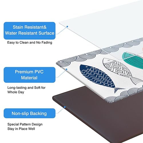 Kitchen Rugs for Floor 2 Pcs Memory Foam Padded Anti Fatigue Kitchen Mat - color: Fish-01