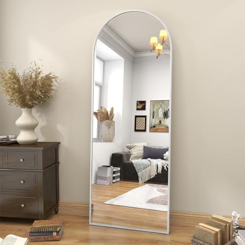 BEAUTYPEAK 64" x 21" Full Length Arch Floor Mirror with Stand, Silver - color: Silver, size: 64"L x 21"W