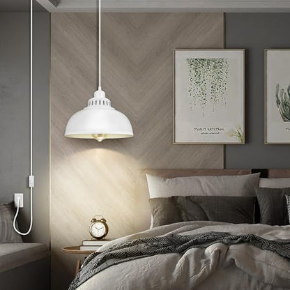 Plug in Pendant Light, 15FT Hanging Lights with Plug in Cord, On/Off Switch - color: Big White