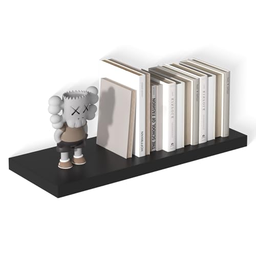 Large Floating Shelves for Wall 24" W x 12" D x 1.2" H Deep Floating Shelves 1 Pack Floating Shelf Large Storage Space Wall Mount Shelf for Living Room Kitchen Bathroom Black - color: Black, size: 24 Inch