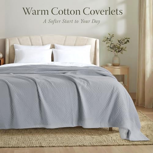 Threadmill Luxury Cotton Blankets for Queen Size Bed | All-Season 100% Cotton Queen Size Blanket | Aster Jacquard Cozy Lightweight, Soft Breathable Coverlet fits Full Size Bed, 90x92 | Scottish Grey - color: Aster Scottish Grey, size: Queen / Full