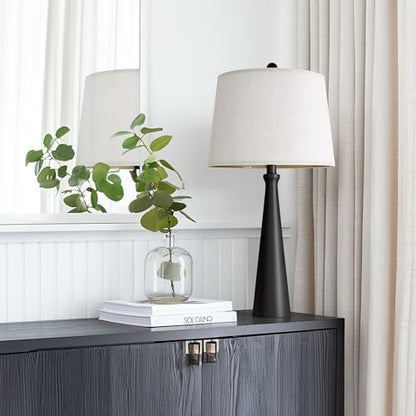 Oneach 25.75" Modern Table Lamp for Bedroom Set of 2, USB C Port, Black - color: Satin Black