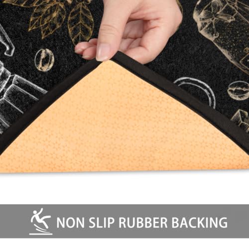 Black Coffee Kitchen Rug Non-Slip Indoor Carpet Absorbent Welcome Mat - color: A:a-5