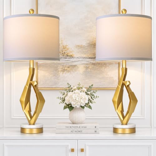 CINSARY 30" Tall White and Gold Table Lamps Set of 2 for Living Room - color: Gold White