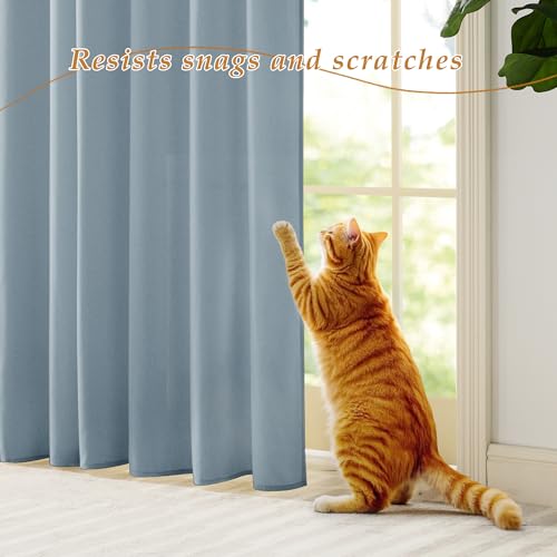 RYB HOME Non See Through Stone Blue Sheer Curtains 72 inches Long - color: Stone Blue, size: 52"W x 72"L (Pack of 2)