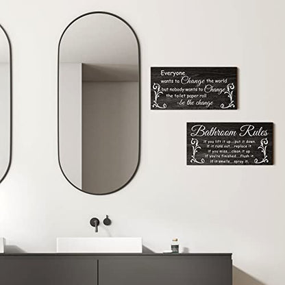 Jetec 2 Pcs Funny Bathroom Decor Black and White Bathroom Wall Decor - style: Dark Style