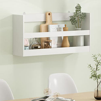 Furinno HERMITE Floating Nursery Book Shelves for Wall, White - color: White, size: Rectangle, Set of 1