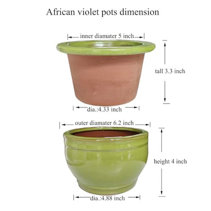 African Violet Pots Self Watering Green 6 inch - color: Green