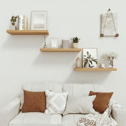 Vivelove Deep Floating Shelves for Wall 24 inches Long Set of 2, Oak - color: Oak, size: 24”wx9.1”dx1.6”h