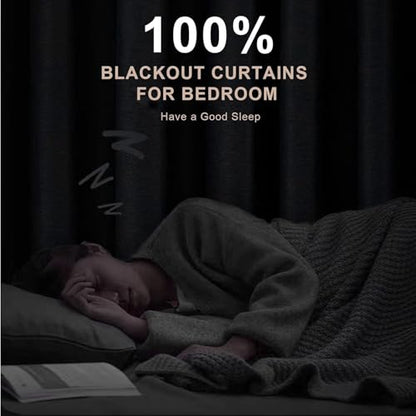 INOVADAY 100% Blackout Linen Curtains for Bedroom 50x90 Inches Cream - color: #01 Cream, size: 50"W x 90"L (Pack of 2)