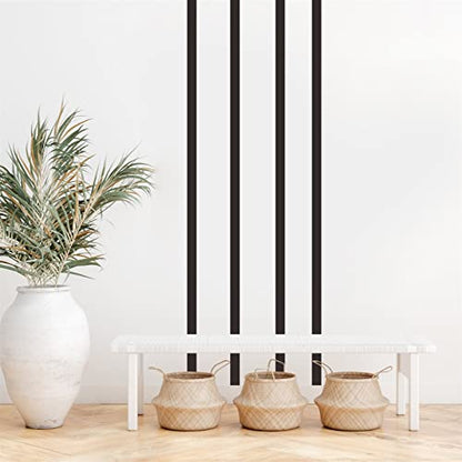 Striped Wall Decals Geometric Line Wall Stickers Black Decal Peel and Stick - color: Black