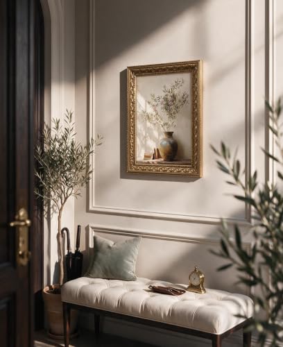VIYYIEA Gold Frame Botanical Wall Art, Eucalyptus Canvas Print 11x14 Inch - color: Eucalyptus Glow