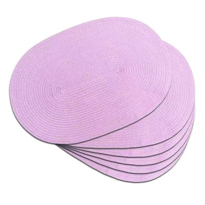 Placemats Set of 6, Woven Oval Braided Dining Table Mats(Lavender Purple) - color: Solid Purple, size: 6 pcs