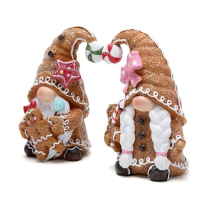 Hodao 2PCS Christmas Gingerbread Couple Gnomes, Swedish Tomte Xmas Decor - color: Brown