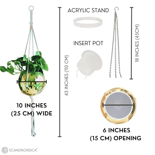 SCANDINORDICA Disco Ball Planter, Value Package, 10-inch Gold - size: 10" Gold