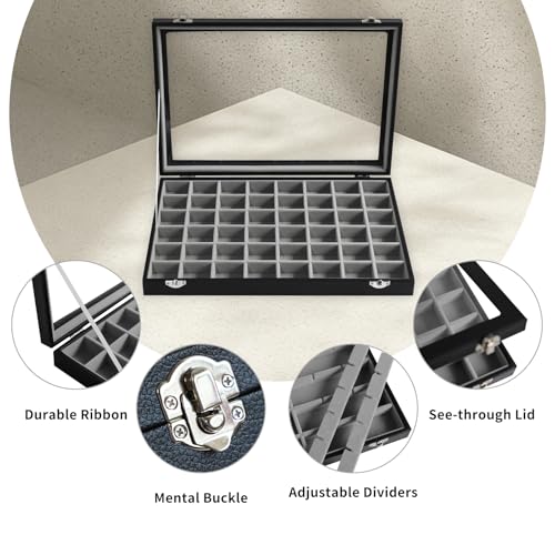 Stratalife 48 Grid Earring Organizer, Jewelry Holder Organizer with Lid - color: Gray-Black, size: 48 Grid
