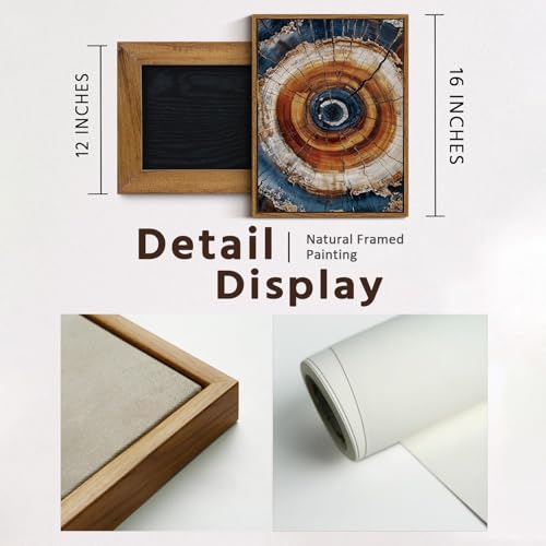 BingruiArt Faux Wood Tree Ring 05 Canvas Wall Art 12x16 Framed - color: Tree Ring - 05, size: 16"L x 12"W