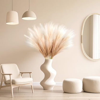 Faux Pampas Grass, 8 Pcs 35.4" Tall Pampas Grass Vase Filler, Beige Mixed - color: Beige, size: 35.4inch-8Pcs