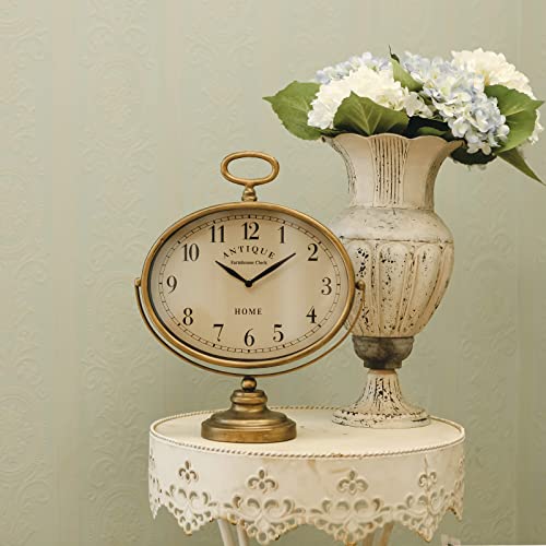NIKKY HOME Mantel Clock, Gold Vintage Table Clock Silent-Non-Ticking