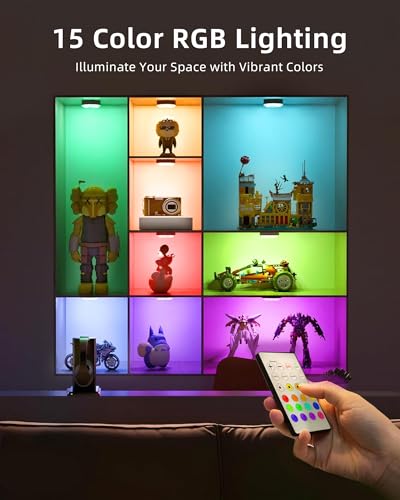 EZVALO RGB Puck Lights with Charging Station, Motion Sensor Cabinet Lights - color: Black