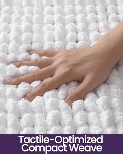 DEXI Bathroom Rugs 43x24, Non Slip Washable Chinelle Bath Mat, White - color: White, size: 43" X 24" (Rectangular)