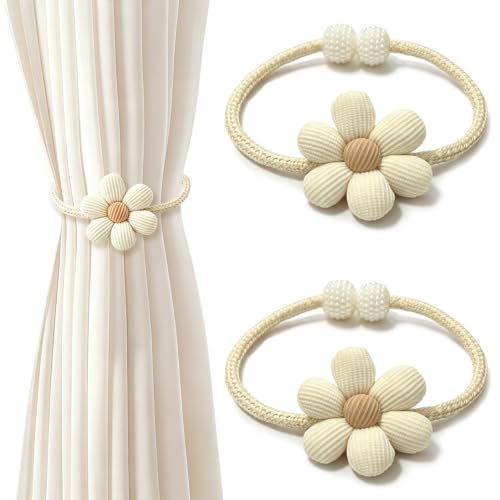 Sunflower Curtain Tiebacks 2 Pack, No-Drill Decorative Drape Holders