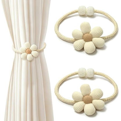 Sunflower Curtain Tiebacks 2 Pack, No-Drill Decorative Drape Holders