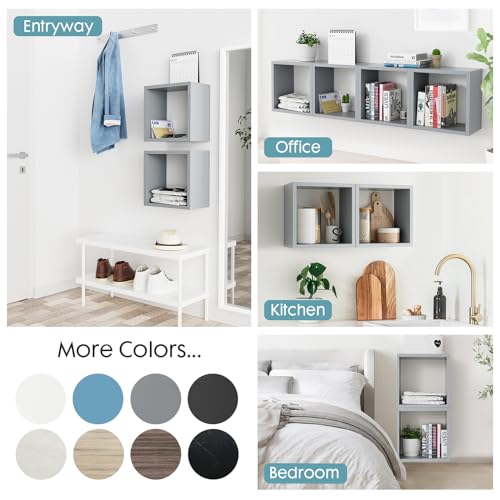 Kaboon Cube Floating Shelves Set2, Display Shelves Wall Mount 7.75" D x 12.5" W x 12.5" H, (Gray, Square 2 Cubes) - color: Grey, size: Square-Set2