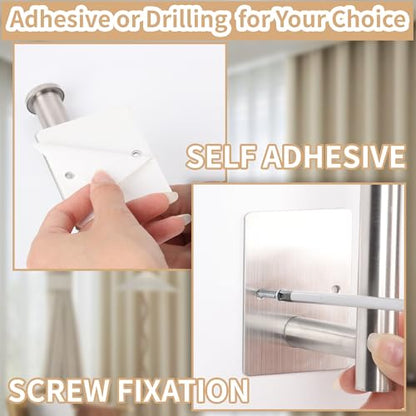 2 Pack No Drill Curtain Holdbacks Metal Curtain Tiebacks, Silver - color: Silver