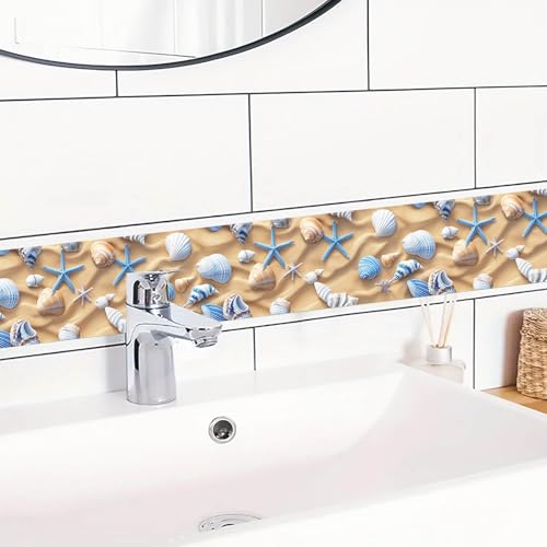 IVN Wallpaper Border Peel and Stick Wall Beach Starfish Seashell 4x196 Inch - color: Beach Starfish Seashell