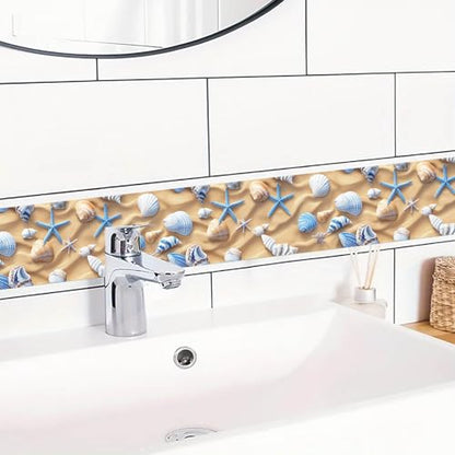 IVN Wallpaper Border Peel and Stick Wall Beach Starfish Seashell 4x196 Inch - color: Beach Starfish Seashell