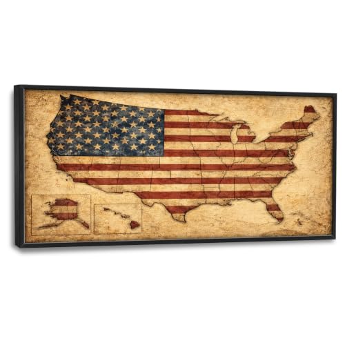 Voxlyra Large Framed America Map Wall Art Decor for Living Room 60'' × 30'' - color: America Map