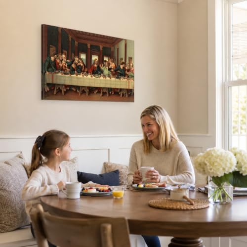 Leonardo Da Vinci Christian Wall Art Last Supper Picture for Dining Room - color: Art-05, size: 40"L x 28"W
