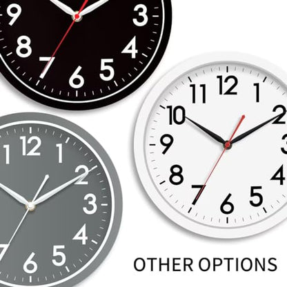 AKCISOT 10 Inch Wall Clock, Silent Battery Operated Analog Clock, Silver - color: B_silver, size: 10 Inch