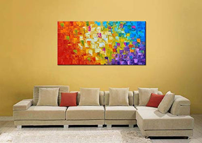Seekland Art Hand Painted Texture Oil Painting on Canvas Abstract Wall Art Deco Contemporary Artwork Framed Ready to Hang 40x20 inch - size: 40"L x 20"W
