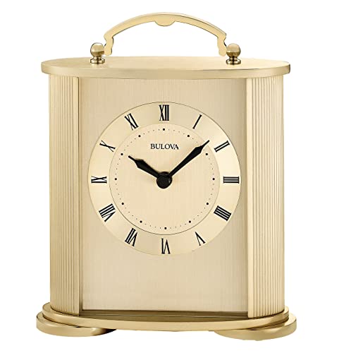 Bulova Clocks B1719 Arthur Brushed Gold 6.5”H x 5.5” W x 2.25” D
