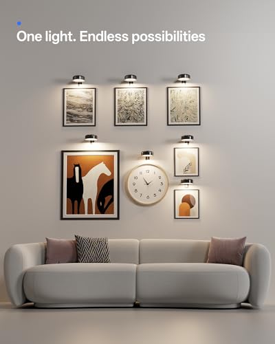 Homelist 3 Pack Picture Lights for Wall, 2200mAh Rechargeable, Black - color: Black