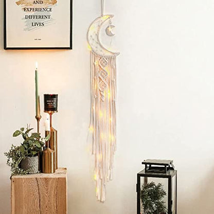 Dremisland Boho Macrame Wall Hanging Moon Dream Catcher Bedroom Door Decor