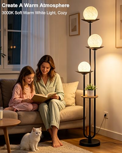 Lightdot Globe Black Floor Lamp Modern Dimmable Floor Lamps for LivingRoom - color: 3 Grey Globe-Black
