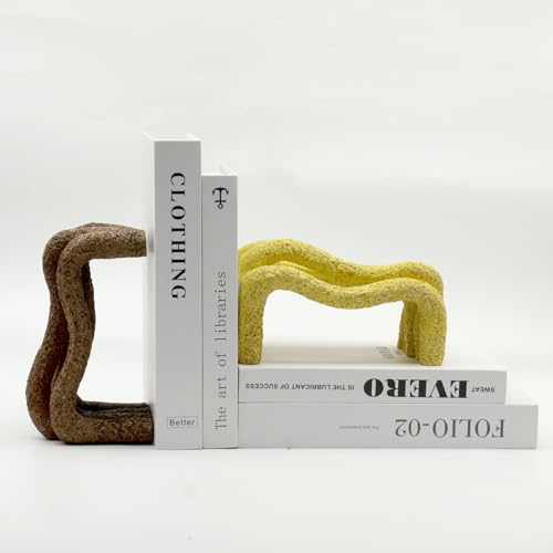 Lukitas Unique Wave Decorative Bookends Heavy Duty Book Holder, Resin 7.5'' - color: Wave
