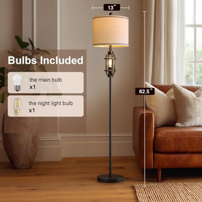 62.5" Floor Lamp for Living Room Industrial Black Standing Tall Lamp - color: Black