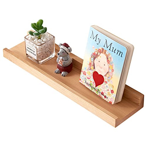 HOMWOO Floating Shelves Natural Wood Wall Shelves Wall Mounted Picture Ledge for Home, Living Room, Bedroom, Bathroom, Office,16 Inches (Natural,16 Inches) - size: 16 inches
