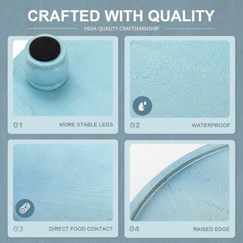 EOSAHR Round Decorative Tray, Coffee Table Accent, Coastal Style, Sky Blue - color: Sky Blue