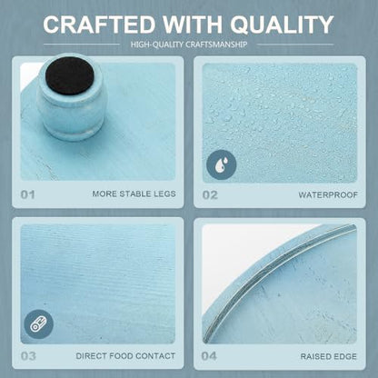 EOSAHR Round Decorative Tray, Coffee Table Accent, Coastal Style, Sky Blue - color: Sky Blue