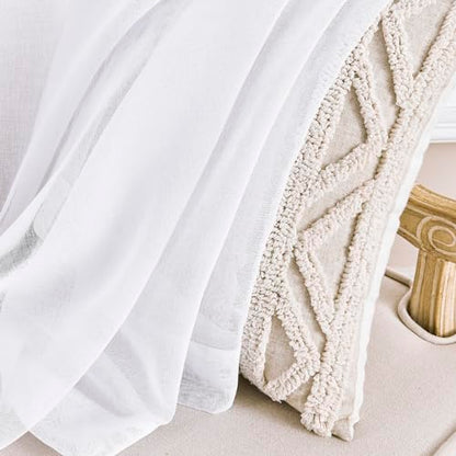White Sheer Tulle Curtains - 4 Panel Sets, 63 Inch Long, Rod Pocket, for Bedroom & Living Room, 52 W x 63 L - color: White, size: 52"W x 63"L (Pack of 4)