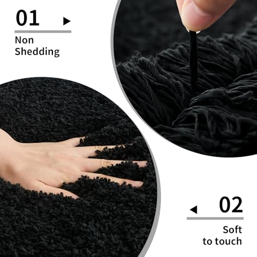 Disolla Black Bathroom Rugs 24x48, Non-Slip Plush Thick Bath Mat - color: Black, size: 2' x 4' (24''x48'' Bathroom Rug)